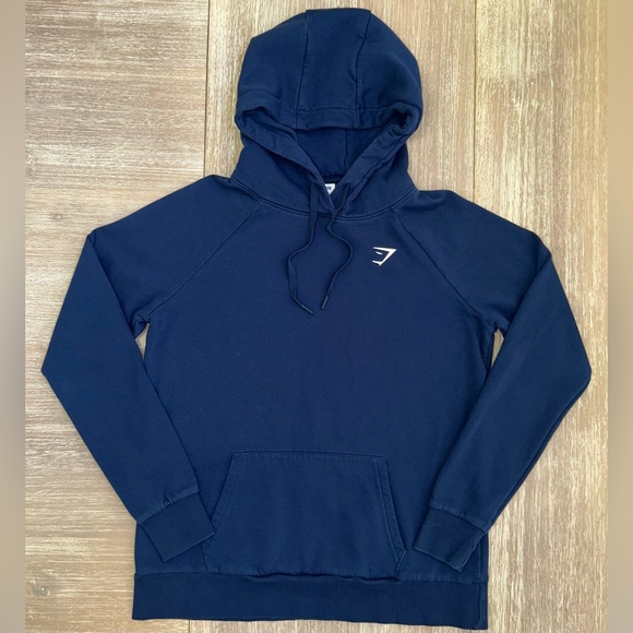 Gymshark Navy Blue Hoodie Women’s M Pullover Sweatshirt Activewear Casual - Picture 1 of 8